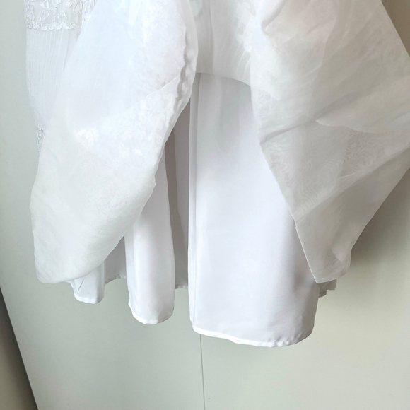 Joan Calabrese Mon Cheri White Communion / Flower Girl Dress Embroidered Lace, 7 - Picture 8 of 16